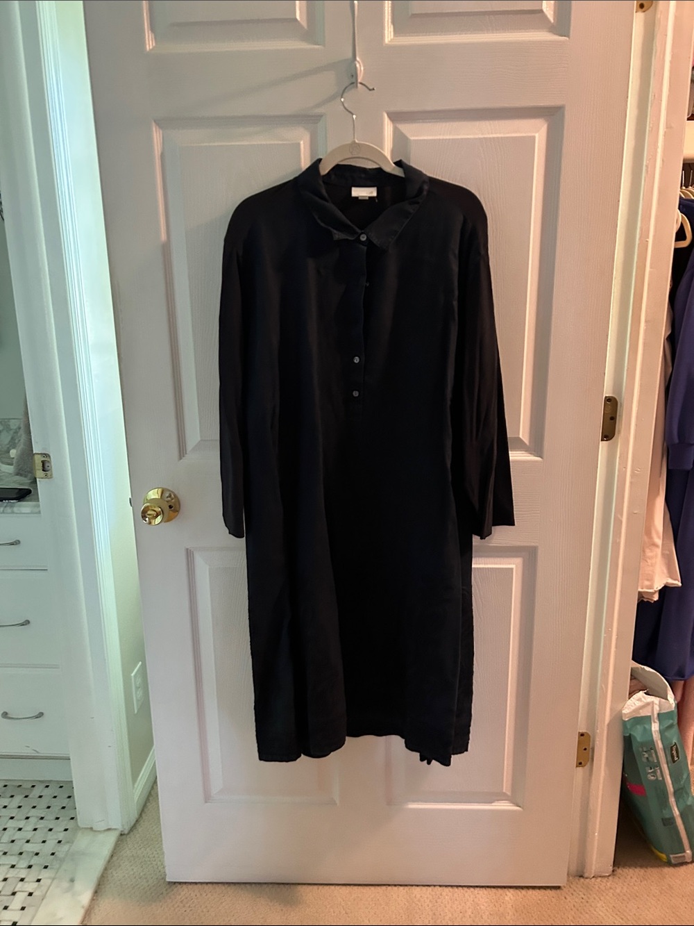 J. Jill Black Long Sleeve Midi Shirt Dress Tunic Stretchy